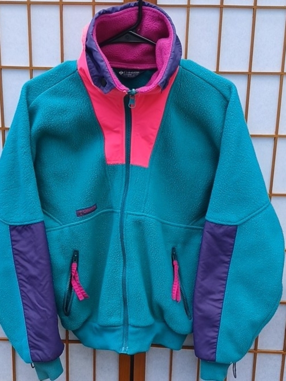 Vintage Rare Retro Columbia Teal, Pink & Purple Ski Fleece Jacket